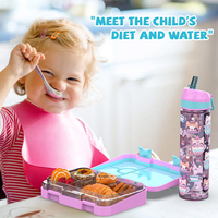 Boîte à lunch bento en plastique et bouteille d'eau pour enfants école pique-nique en plein air maison
