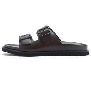 Sandales d'extérieur pour hommes de créateur, chaussures personnalisées en cuir de veau, claquettes pour hommes, fabrication et production - Product Image 4
