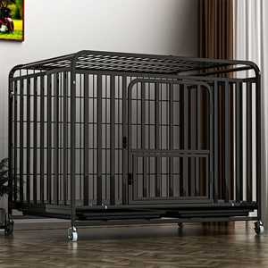 Fabrika özel 48 inç ağır kalın <span class=keywords><strong>Metal</strong></span> büyük köpek kafesi kilitlenebilir tekerlekler ile katlanır köpek kulübesi sandık - Product Image 1