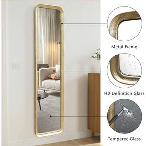 PARISLOFT Espejo de cuerpo entero de 71.2'' x 16.1'' con marco de metal dorado, espejo de pie vintage para decoración del hogar y dormitorio - Product Image 4