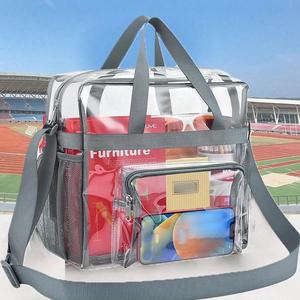 Sac à main transparent en PVC avec impression de logo personnalisé, sac de toilette portable pour la plage, sac de maquillage de voyage - Product Image 5