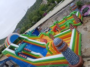 Grand toboggan <span class=keywords><strong>trampoline</strong></span> gonflable commercial en PVC Château gonflable toboggan Mur d'escalade Parc de jeux gonflable pour location - Product Image 4