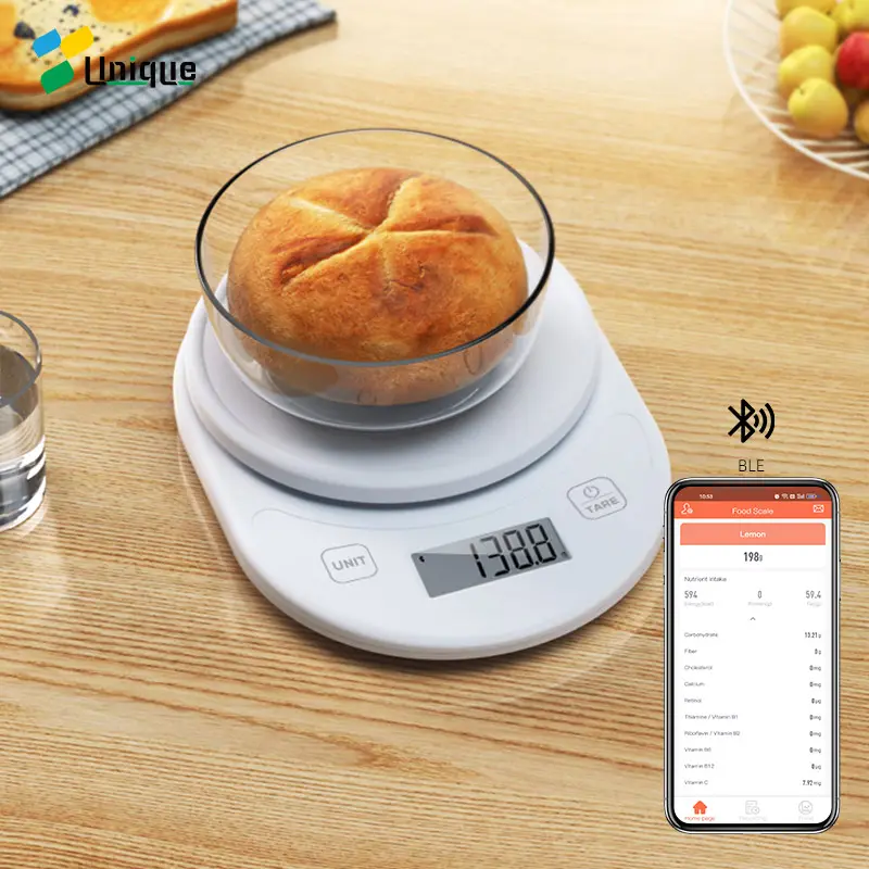 Gratis Batterij Bluetooth Smart 5Kg Digitale Keukenweegschaal Abs Materiaal Voedingscalculator Elektronische Power Weegschalen