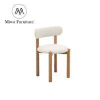 Chaise de salle à manger en bois massif de chêne, style rustique moderne, dossier nordique, tissu Teddy, pour hôtel, restaurant, salon