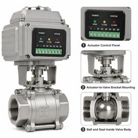 Válvula de bola eléctrica de accionamiento directo de fábrica, 220V CA, motorizada, de acero inoxidable, con extremo bridado, control 4-20mA para automatización inteligente