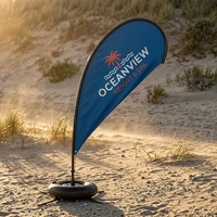 Drapeaux de plage volants personnalisés de haute qualité, bases en alliage d'aluminium et fibre de verre, forme plume, écologiques, imperméables pour l'extérieur