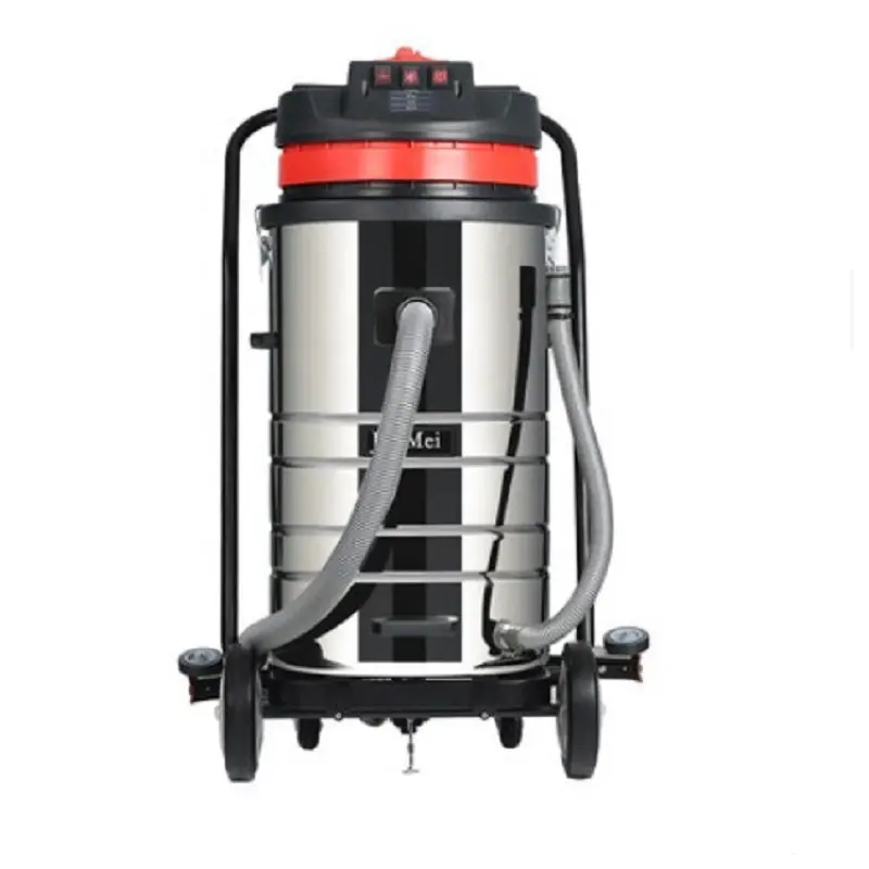 80L 3000W 3 Motor Tangki Stainless Steel, Vakum Basah Kering Industri Warna Merah dengan Penyerapan Air untuk Pembersih Air Kotor Lantai