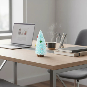 Sanwei Nhỏ Cây Giáng Sinh Mini Nhân Tạo <span class=keywords><strong>Xmas</strong></span> Tuyết Frost Bàn Cây Màu Xanh Chai Bàn Chải Cây Với Gỗ Cơ Sở - Product Image 3