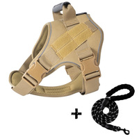 Harnais tactique anti-traction personnalisé pour chien avec sangles réglables pour le cou et le ventre, poignée dorsale et panneaux en sangle pour la promenade en extérieur