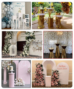 Ensemble de socles à gâteau carrés et ronds en acier inoxydable lisses, décoration de table de mariage personnalisée, support à fleurs, design miroir, multicolore - Product Image 3