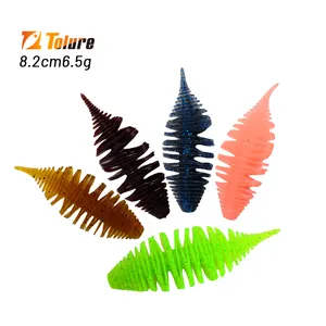 Tolure hot sale 8.2cm 6.5g Bellows Gill Soft Worm Fishing Lure Texas Rig Artificial Bass Pike Silicone Baits