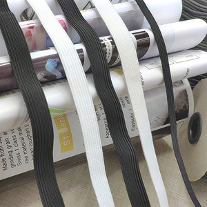 Rollo de <span class=keywords><strong>cord</strong></span>ón de banda elástica trenzada de costura antideslizante de poliéster plano blanco elástico - Product Image 4