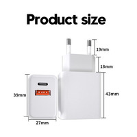 Adaptateur secteur charge rapide PD 20W Chargeur USB C durable bloc double port Type C Chargeur mural pour iPhone iPad Samsung