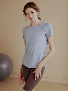 Wholesale Women Mesh Panel Back Vent Yoga Shirts Quick Dry <b>Raglan</b> Short Sleeve Breathable Athletic Workout <b>Tops</b> Activewear - Product Image 2