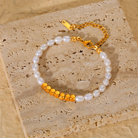 Bracelet en perles, style luxe léger, polyvalent, en acier inoxydable, cadeau pour filles