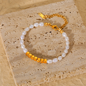 Pulsera de Perlas con Cuentas, Estilo Lujoso y Moderno, Versátil, de Acero Inoxidable, Regalo para Chicas - Product Image 2