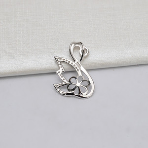 Colgante de Plata S925 con Forma de Cisne, Bandeja para Perlas de 11-12 mm, Accesorios para Manualidades, Componentes y Fornituras de Joyería Semiterminados - Product Image 3