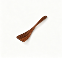Spatule à fentes en bois de teck naturel, anti-rayures, écologique, durable, légère, ustensile alimentaire sûr