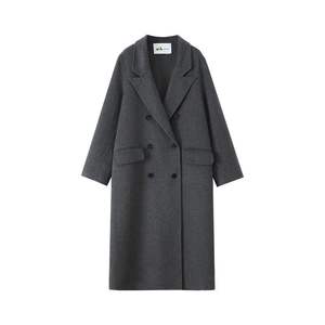 Manteau en laine croisé mi-long pour femme Colorful Story, gris foncé uni, avec étiquette, taille 90-84 - Product Image 1