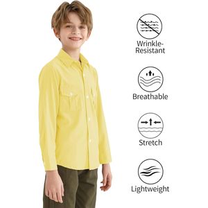 Chemise habillée à manches longues pour garçons, en tissu Oxford, avec poche poitrine, coupe classique, idéale pour l'uniforme scolaire - Product Image 4