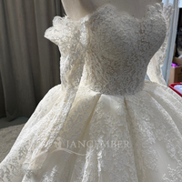 Lsoy028 Magnifique robe de mariée de soirée, robe à épaules dénudées, dentelle bouffante, appliques en cristal, robe de mariée longue, Jancember