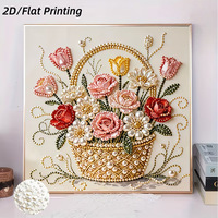 Kit de Peinture Diamant Forme Spéciale Panier de Fleurs pour Débutants – Art Diamant DIY pour Décoration Murale Maison