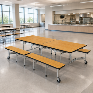Mesa de Comedor Plegable Contemporánea con Bancos, Ecológica y Resistente, para 8 Personas, Ideal para Cantinas Escolares y Restaurantes - Product Image 5
