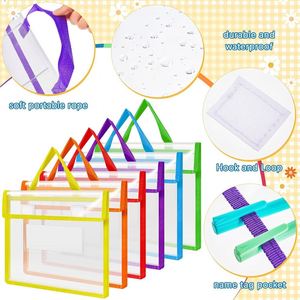 Bolsa Grande de Nailon para Libros con Bolsillo Transparente para Etiqueta de Nombre, Detalles en Color Neón, Asa Cosida, para Oficina y Material Escolar - Product Image 3