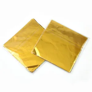 Custom 20x20 Cm Gold Chocolate Candy Wrappers Aluminium Foil Paper Sheets For Wrapping Chocolate Bars