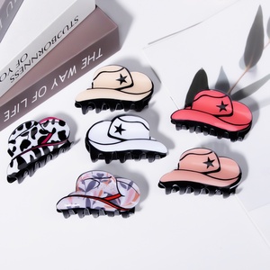 Fermaglio per capelli in acrilico con stampa leopardata retrò, stile western, per coda di cavallo, per donna, alla moda, con cappello da cowboy - Vendita all'ingrosso - Product Image 3