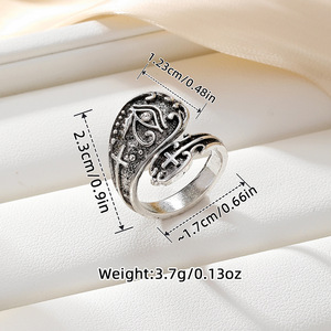 Anillo Abierto de Plata Tailandesa con Diseño de Búho para Mujer, Joyería de Moda para el Dedo Índice, Regalo con Engaste de Puntas y Ojos Negros y Azules - Product Image 2