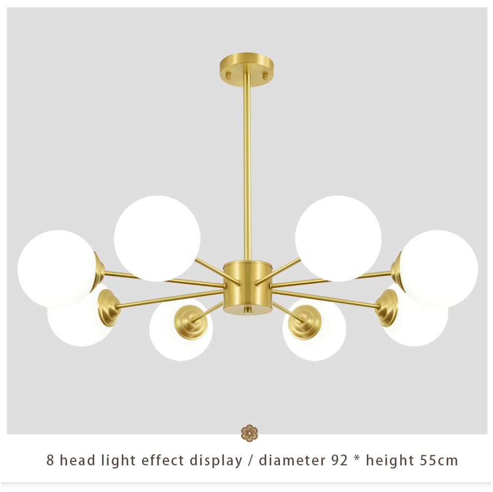 Nordic Design Restaurant Modern Hanging Lamp Milky White Glass Chandelier Brass Hanging Lamp