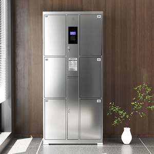Casier intelligent en acier inoxydable à 4, 6, 8, 10, 12 portes avec serrure électronique à code pour le stockage intelligent des colis - Product Image 1