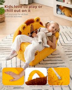 เก้าอี้โซฟาผ้ากำมะหยี่นุ่ม <span class=keywords><strong>ดี</strong></span>ไซน์สิงโตสีเหลืองน่ารัก แบรนด์ OEM ผลิตตามสั่ง บรรจุภัณฑ์สุญญากาศ เหมาะสำหรับเด็กชายและเด็กหญิง ใช้เป็นของขวัญวันเกิดและคริสต์มาส - Product Image 4