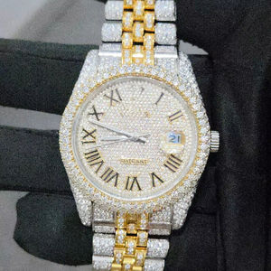 Montres pour hommes de luxe en gros d'usine, automatiques, mécaniques, carrées, serties de diamants VVS, cadran en verre moissanite, acier inoxydable - Product Image 1