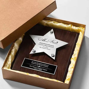 Customized <strong>Star</strong> Trophy Awards Wood Plaques Certificated Custom Logo Made Inferno Plaque Mahogany Flame Trophy Award - Product Image 2