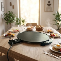 Plaque de cuisson électrique multifonctionnelle antiadhésive de 47 cm pour Injera et crêpes, avec contrôle de température, idéale pour la maison et l'hôtellerie