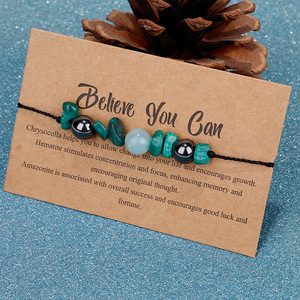Pulsera Unisex Transfronteriza de Nueva Colección con Cuentas de Cristal y Estrás, de <span class=keywords><strong>Crisocola</strong></span>, Hematita y Amazonita, con Hilo Encerado, con Significado de Confianza - Product Image 4