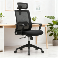 Chaise de bureau ergonomique moderne BOKE en maille, pivotante, dossier haut, chromée, réglable en hauteur avec vérin à gaz, garantie 5 ans, vente en gros