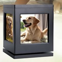 Urna Conmemorativa Cuadrada para Mascotas, Ecológica y Duradera, de Madera, con Base Giratoria para Fotos, para Perros y Gatos, Estilo Clásico, para Guardar Cenizas