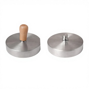 Prensa para Hamburguesas Exclusiva Transfronteriza, Manual, con Mango de Madera Redondo y Placa de Acero Inoxidable, Modelo BH-HBY03 - Product Image 2