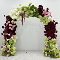 A-2043 Nouvelle Composition Florale Artificielle Colorée Blanc Bourgogne Vert Arche de Fleurs en Soie Artificielle Hydrangea pour Décoration de Mariage et Fêtes