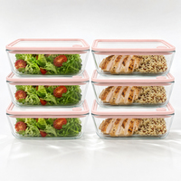 Boîte à lunch rectangulaire en verre borosilicate sans BPA de 820 ml, directement de l'usine, avec couvercle, compatible four, pour nouveau-né, type bento