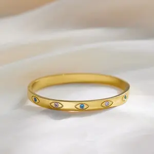 2024 Trendy bracciale di alta qualità placcato oro 18K in acciaio inox Waterpoof gioielli zircone braccialetti di cristallo per le donne