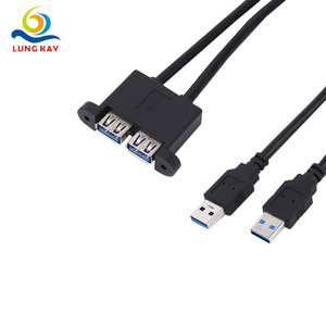 Cable de datos USB 3.0 Lung Kay, macho a hembra, cable doble con orificios para tornillos, adaptador, cable de panel para computadora - Product Image 1