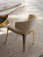 Chaise de salle à manger en cuir PU de luxe italien Lonkin, style moderne, acier inoxydable, pour restaurant, hôtel, villa, fauteuil