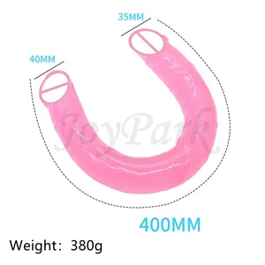 JoyPark 40cm Big Flexible Soft Sex Toy Réaliste Cristal Gelée Double Dong Terminé Gode Pénis pour Vagin Anal Femmes Lesbiennes