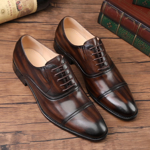 Nuevos Zapatos Oxford de Vestir para Hombre, Estilo Europeo, con Puntera Reforzada, de Cuero Genuino, Diseño con Elevador Oculto, Acabado Antiguo Pulido - Product Image 2