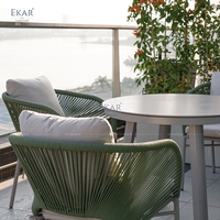 Chaise de salle à manger d'extérieur moderne de luxe en aluminium, design italien, fauteuil de patio tressé en corde avec coussin imperméable pour villa