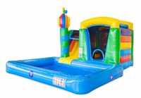 Toboggan aquatique gonflable double piste en PVC personnalisé pour usage commercial extérieur avec piscine, modèle IB101